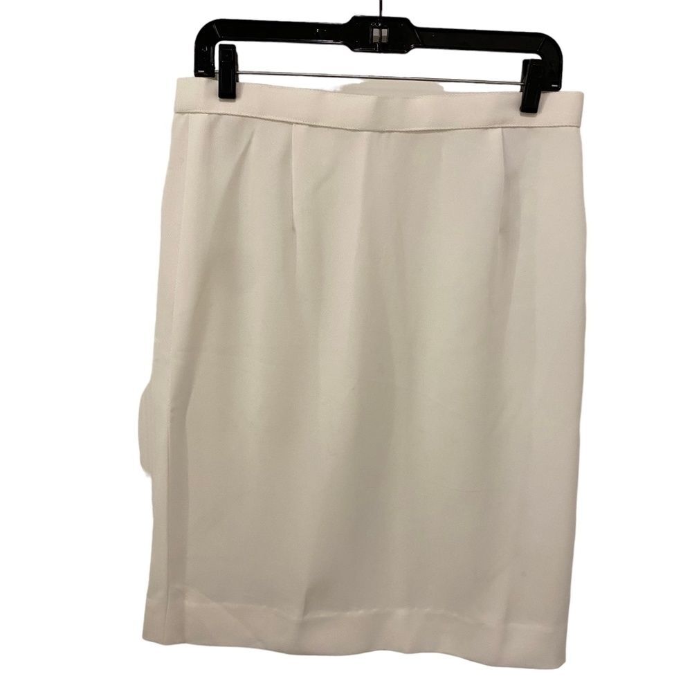 Bespoke Women's Classic White Tailored Midi Pencil Suit Skirt Size Medium